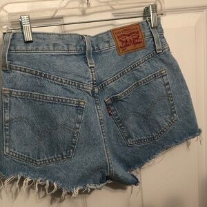 Levi’s ICONIC 501 Light Blue Button Up Frayed Jean Shorts